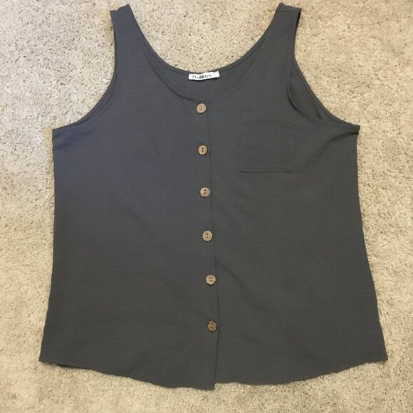 Diosun Dusky Grey Wooden Button Down Tank Top - Picture 8 of 11